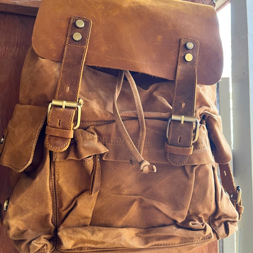 KATTEE backpack • bag • rutsack | hiking • leather • canvas • military